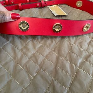 Red leather Michael Kors guitar strap